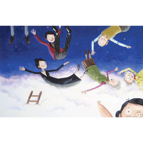People falling through sky